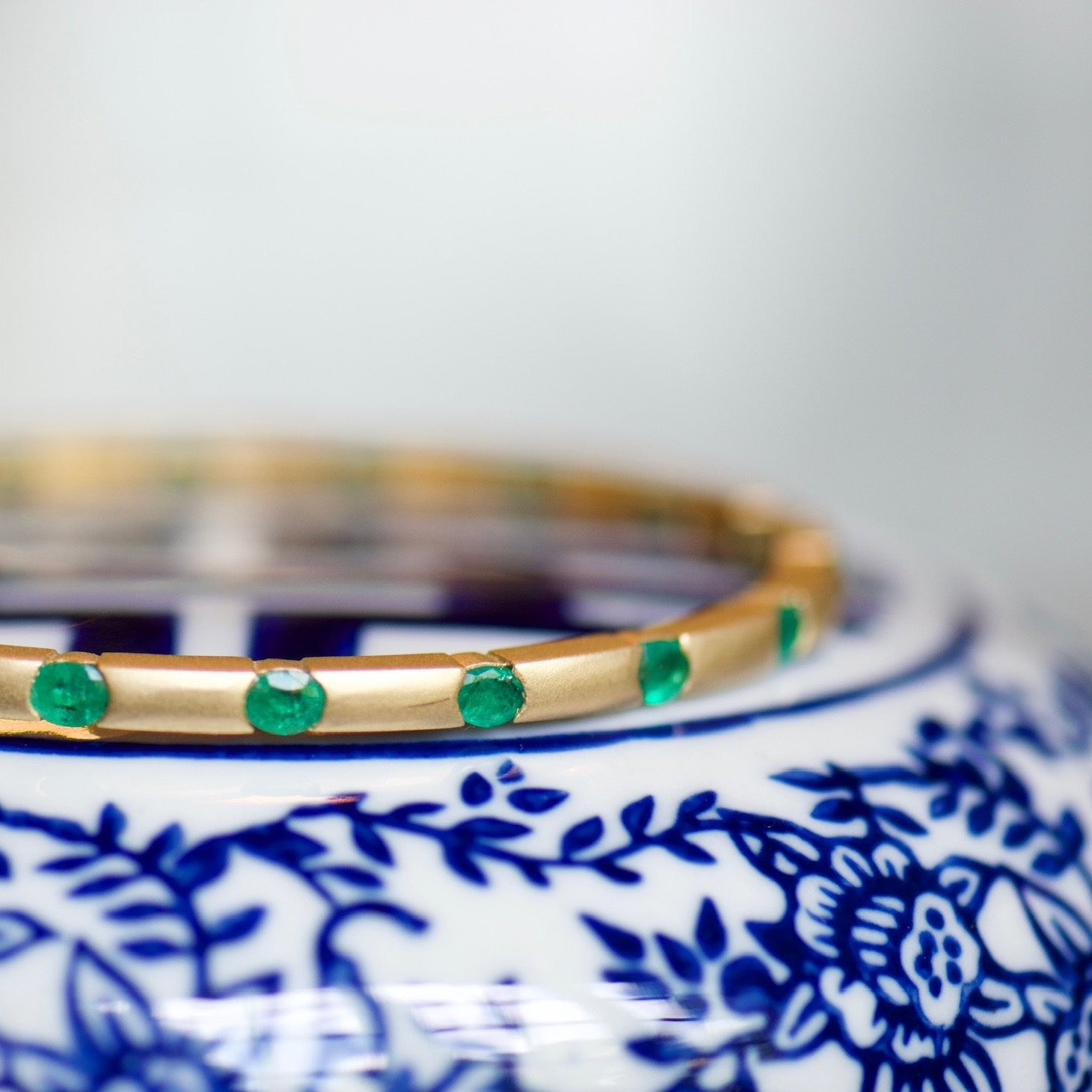 Matte Yellow Gold Emerald Bracelet