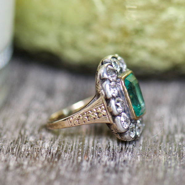 Lady's Emerald and Diamond Dress Ring