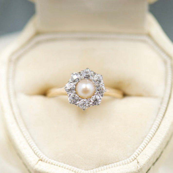 Victorian Diamond and Pearl Ring