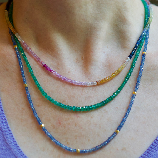 Multicolored Sapphire Beaded Necklace