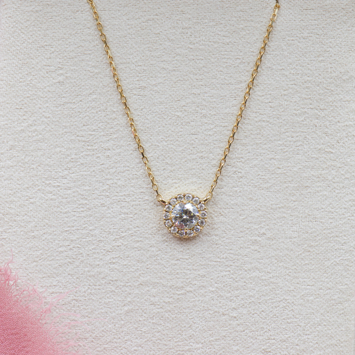Diamond Pendant Necklace with Halo
