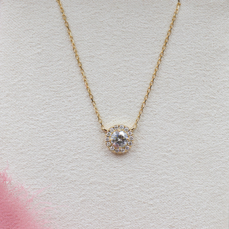Diamond Pendant Necklace with Halo