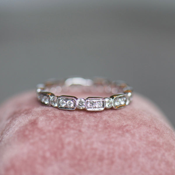 Vintage Inspired White Gold Diamond Band