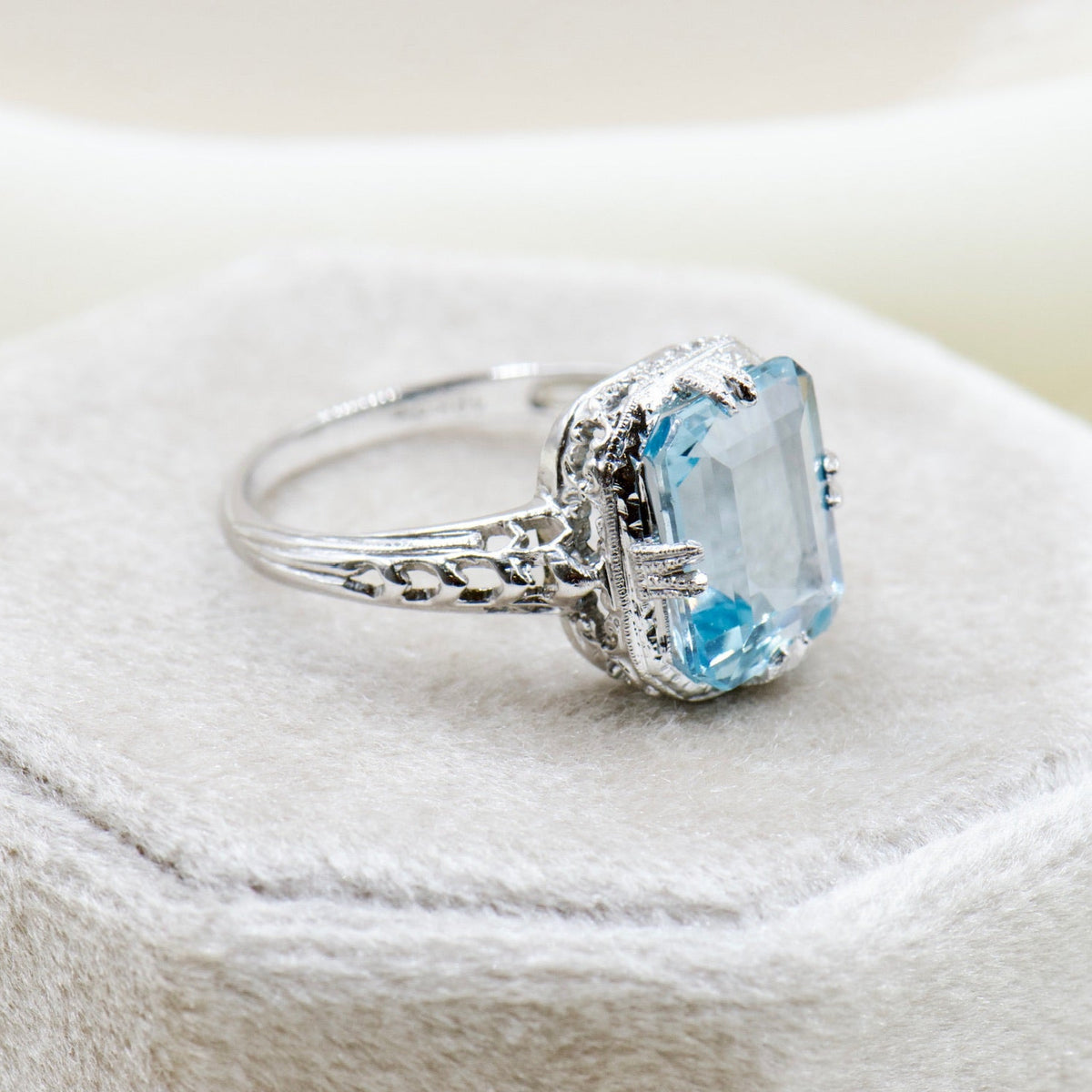 Aquamarine Ring with Filigree