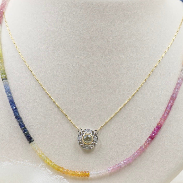 Antique Inspired Two Toned Yellow Diamond Pendant