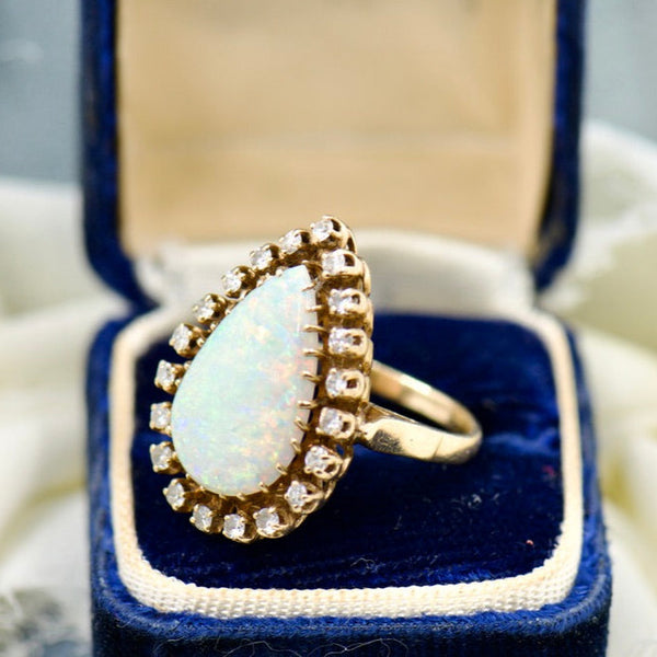 Victorian Pear Shaped Opal and Diamond Ring