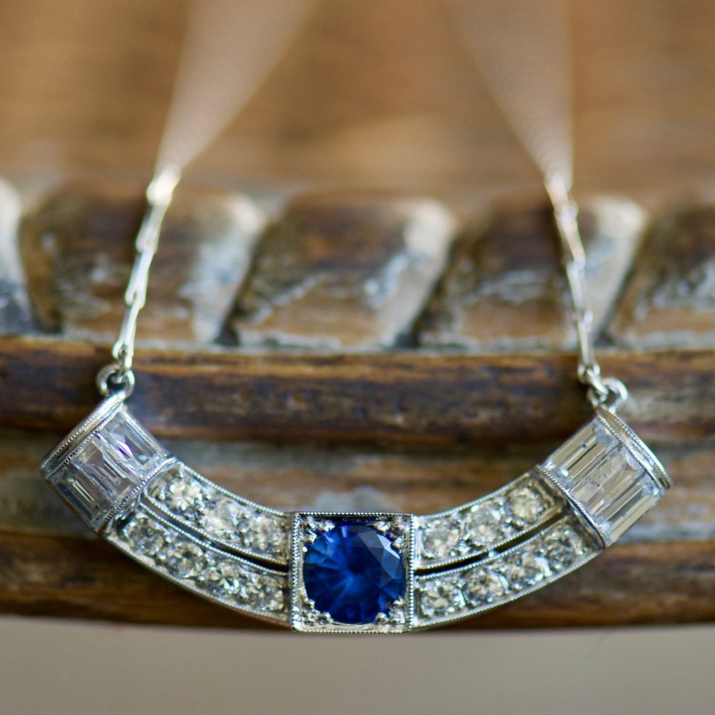 Art Deco Sapphire and Diamond Necklace
