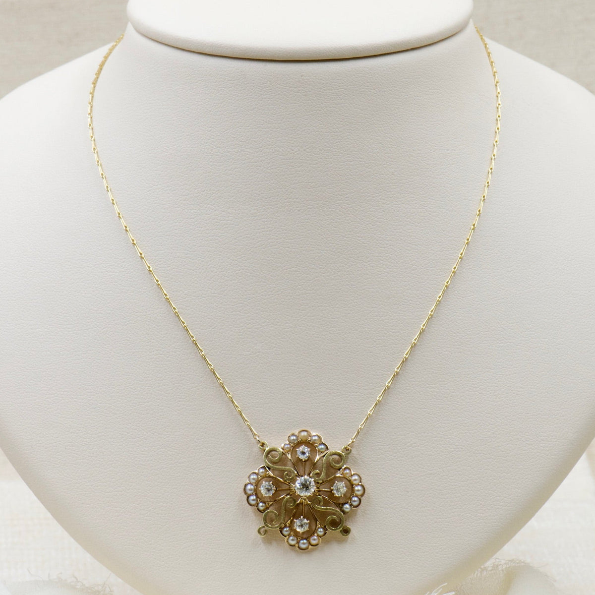 Victorian Diamond and Pearl Necklace