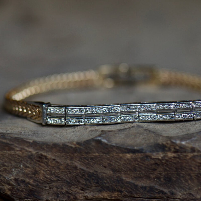 Diamond and Foxtail Chain Bracelet