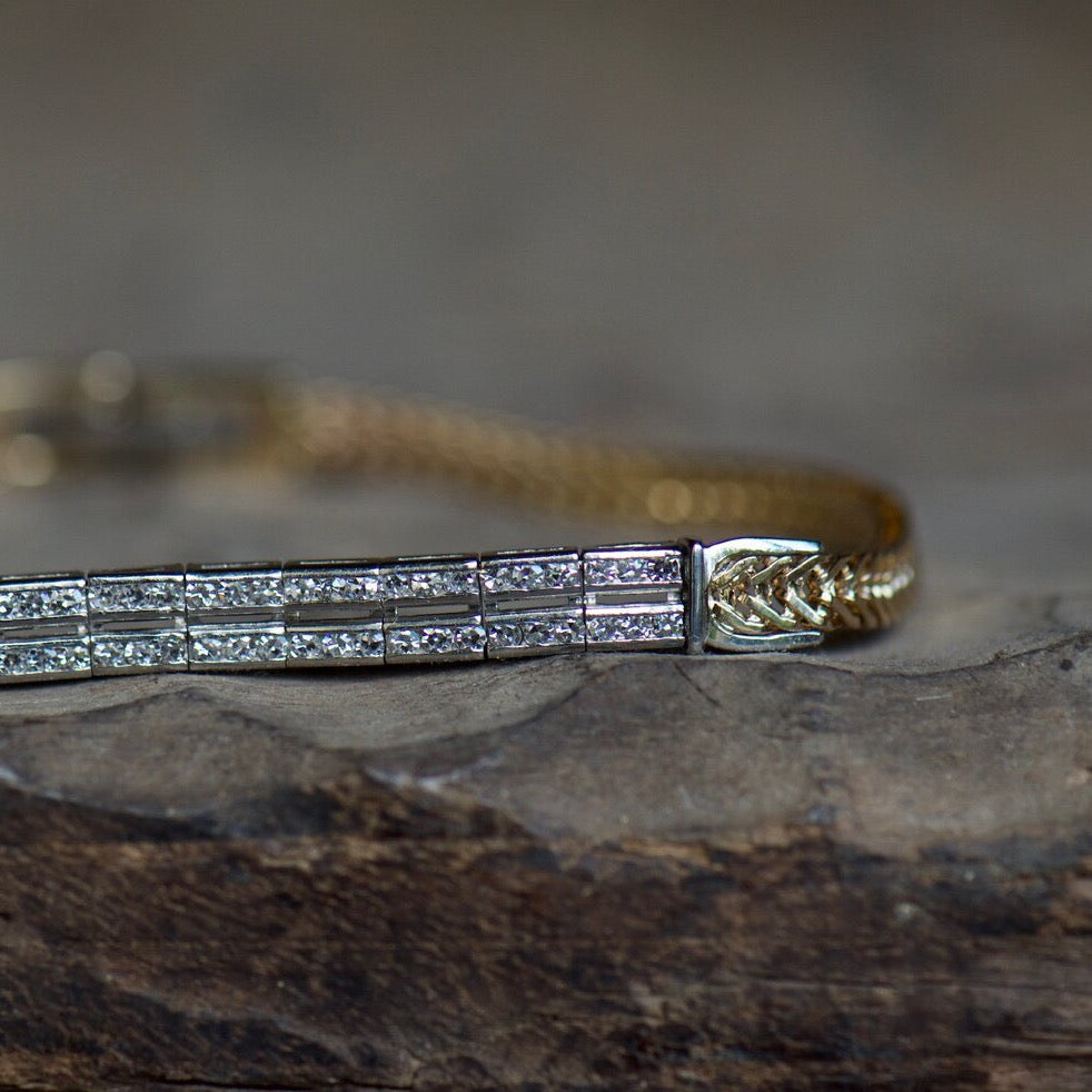 Diamond and Foxtail Chain Bracelet