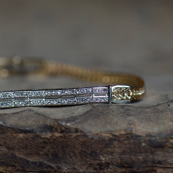 Diamond and Foxtail Chain Bracelet