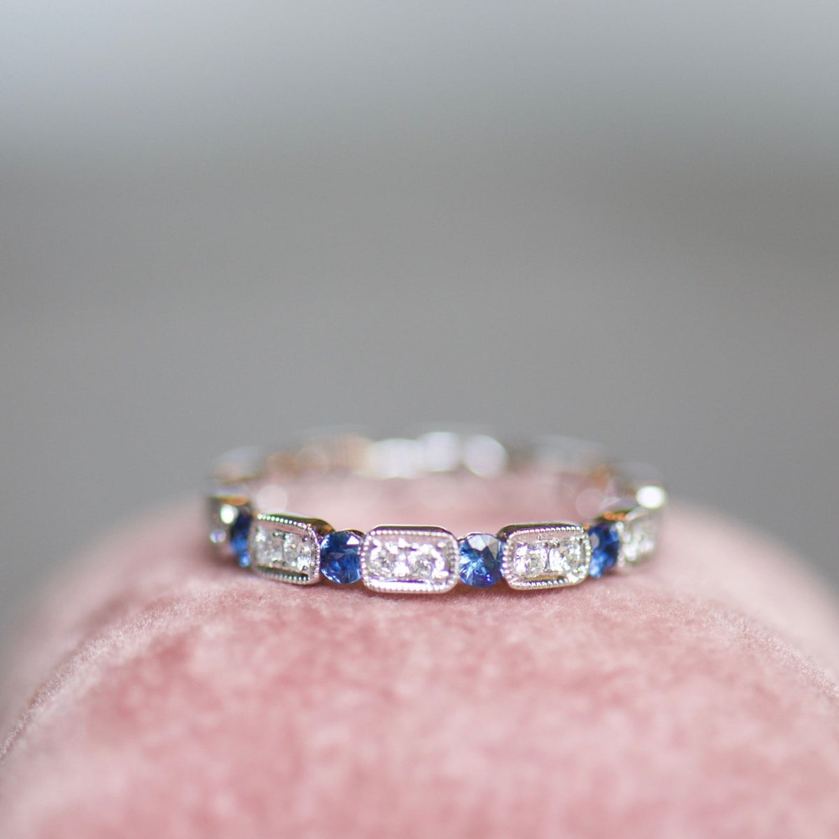 White Gold Sapphire and Diamond Band