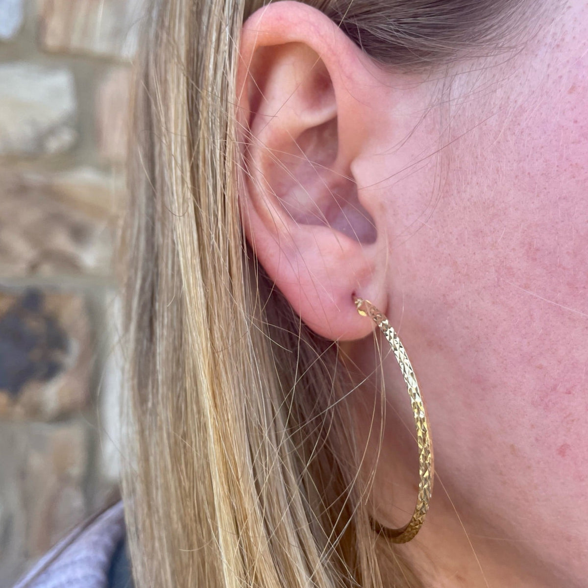 Diamond Cut Gold Hoops