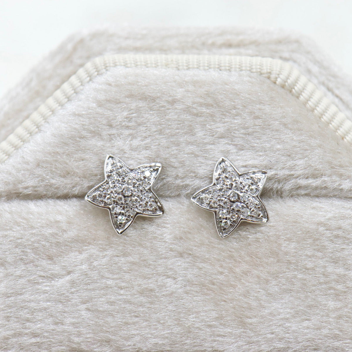 White Gold Diamond Star Studs