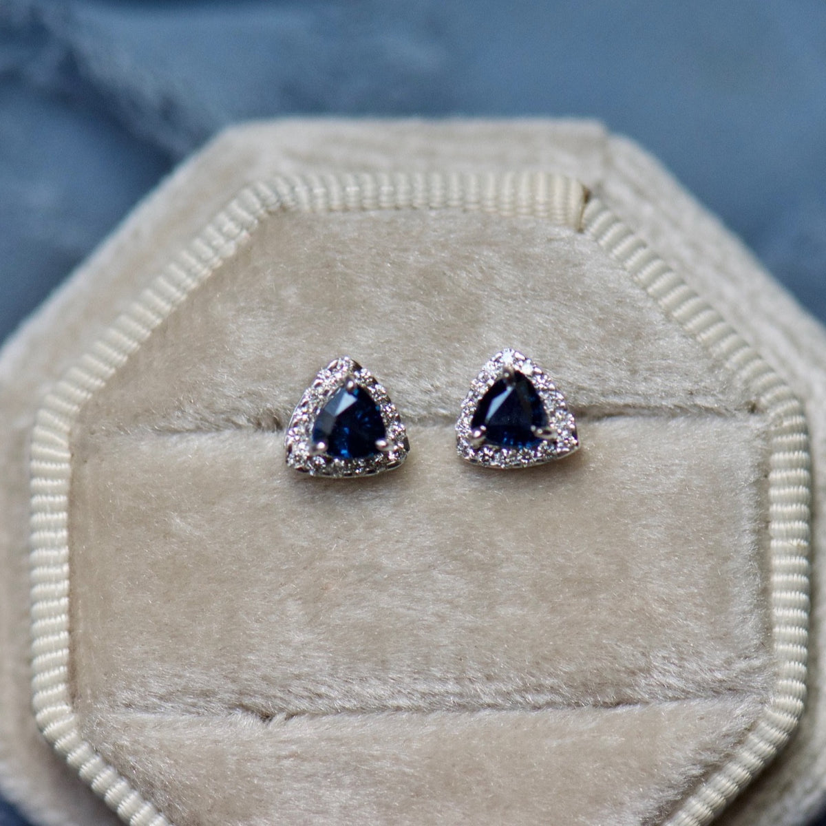 Trillion Sapphire and Diamond Earrings