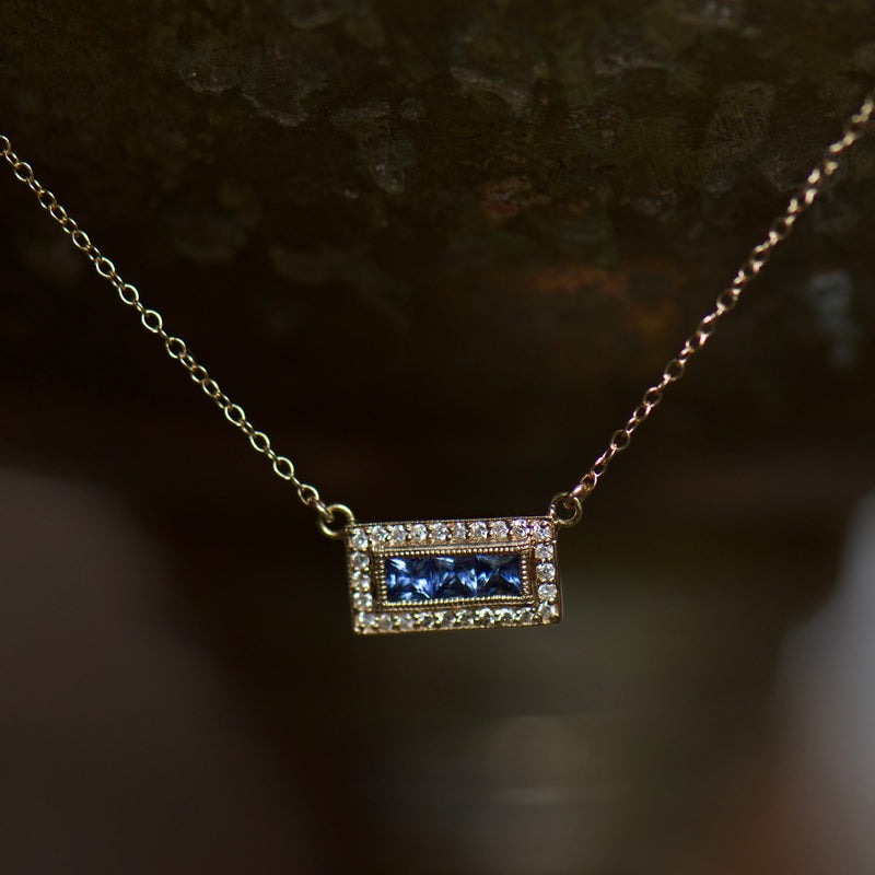 Sapphire and Diamond Charm Necklace