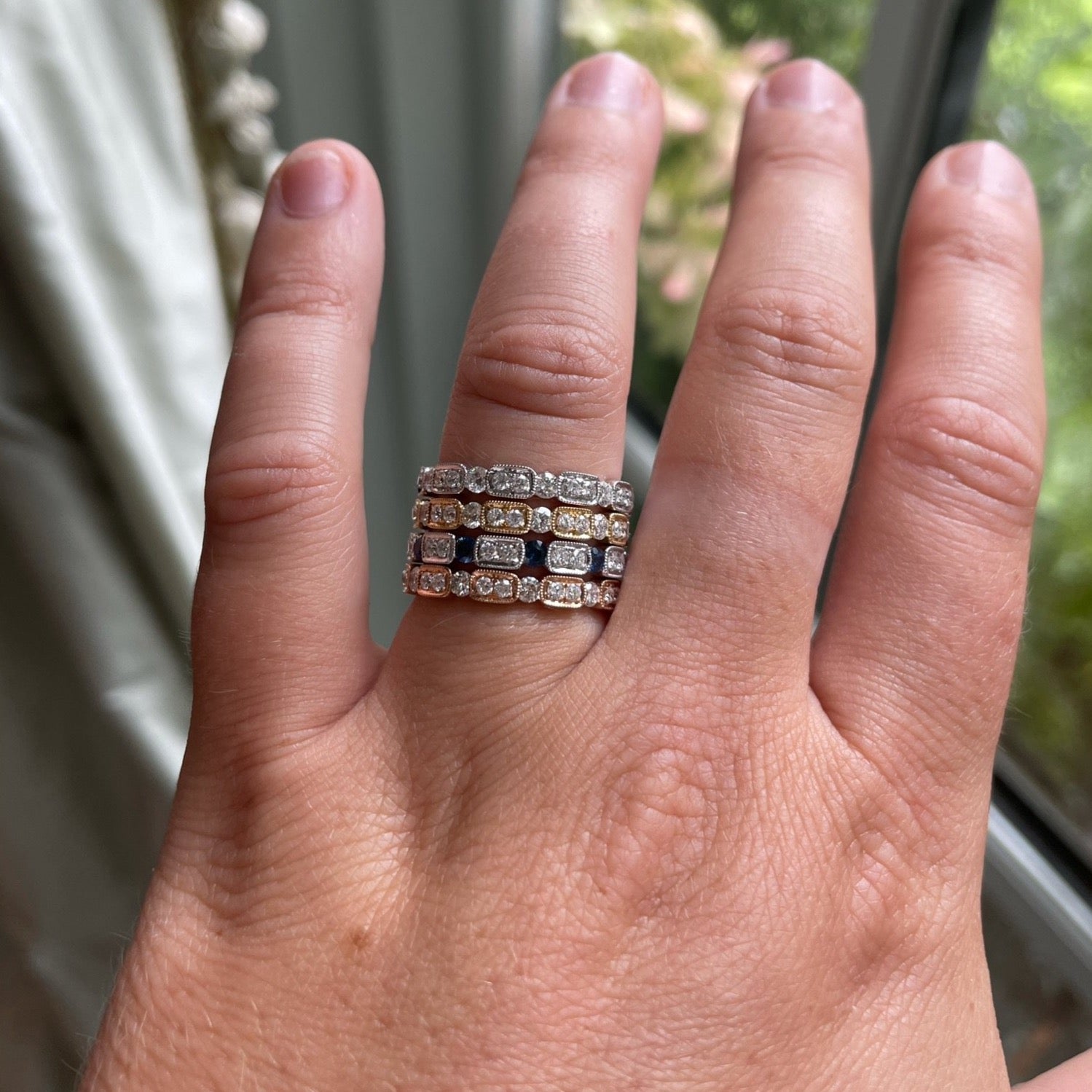 Vintage Inspired White Gold Diamond Band
