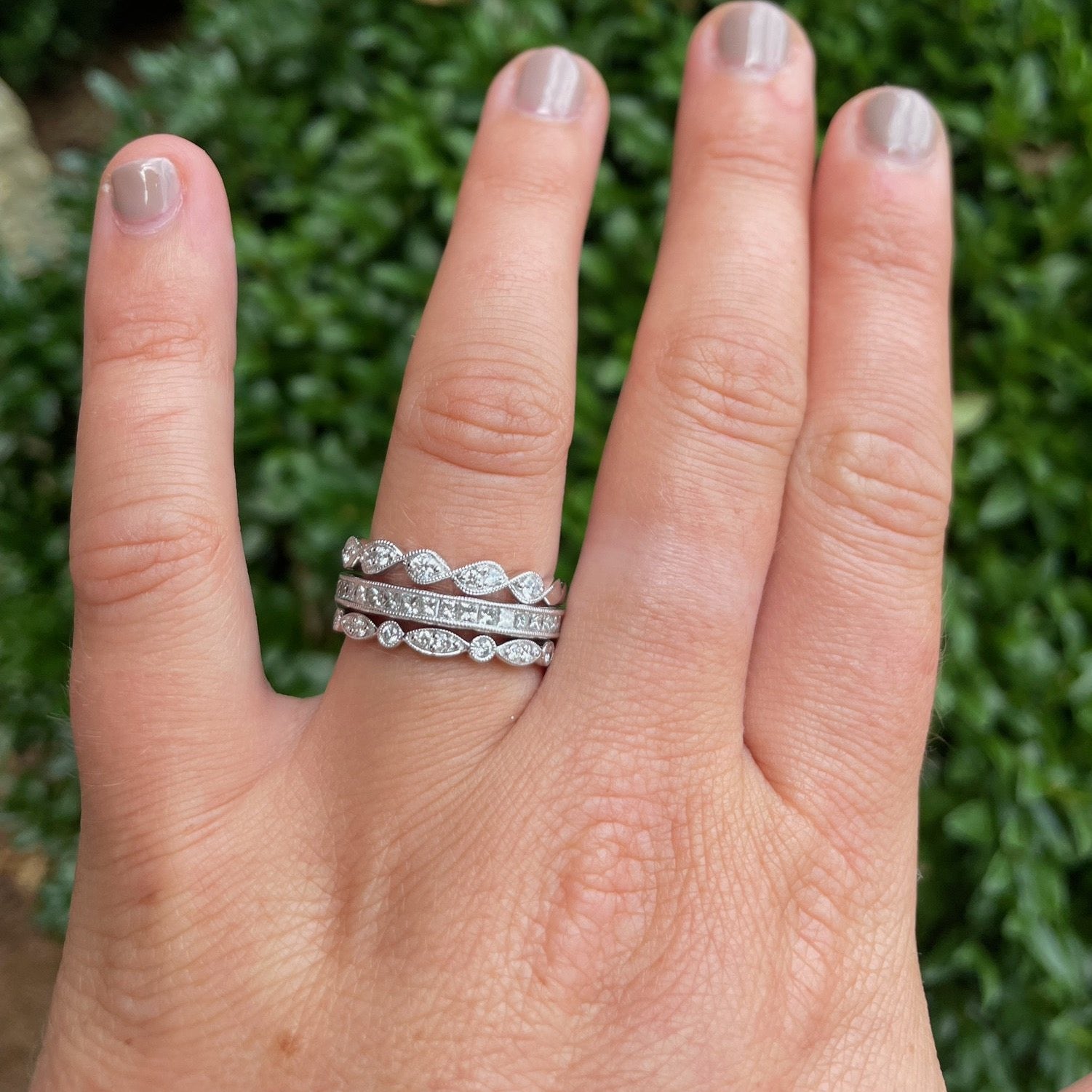 Navette and Round Diamond Band