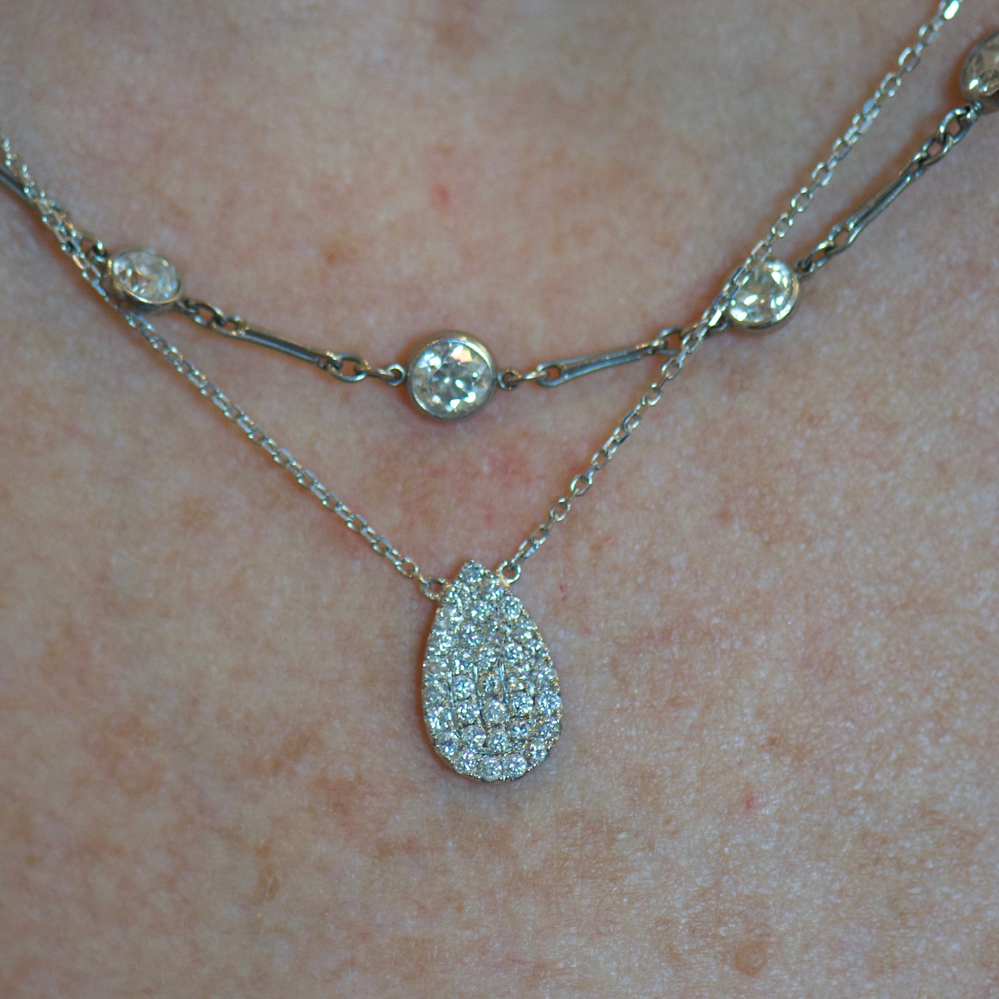 Tear Drop Diamond Necklace