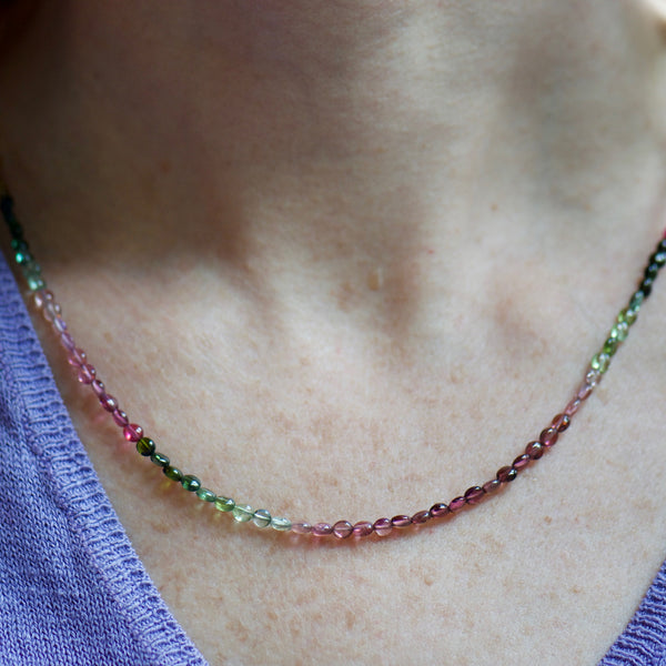 Multicolored Tourmaline Beaded Necklace