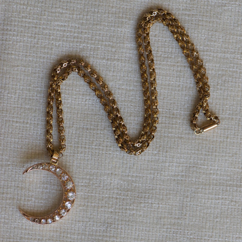 Victorian Diamond Crescent Necklace