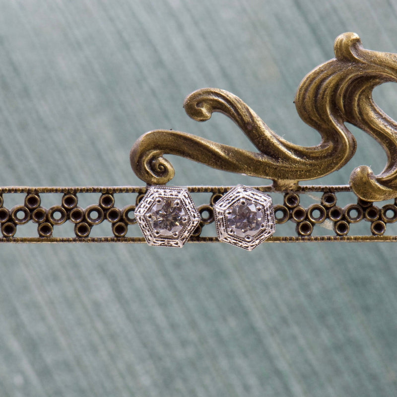Antique Inspired Diamond Earrings