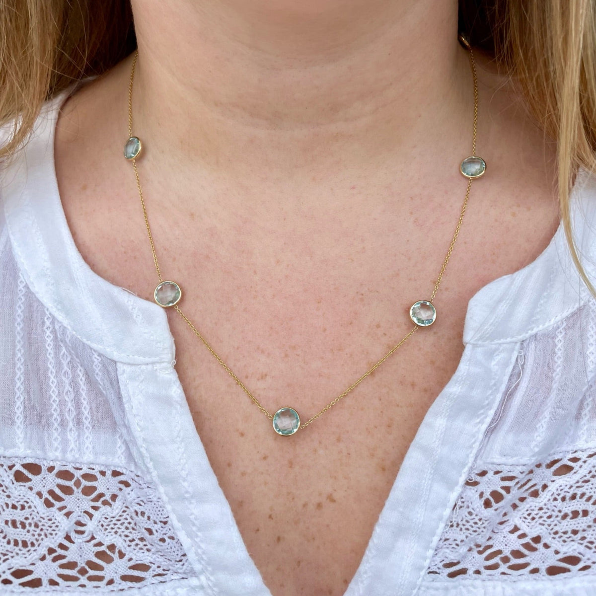 Blue Topaz Bezel Necklace