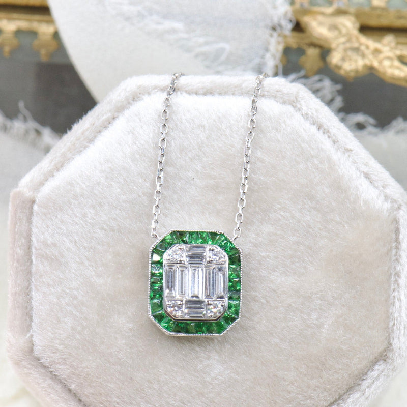 Diamond Mosiac and Tsavorite Necklace