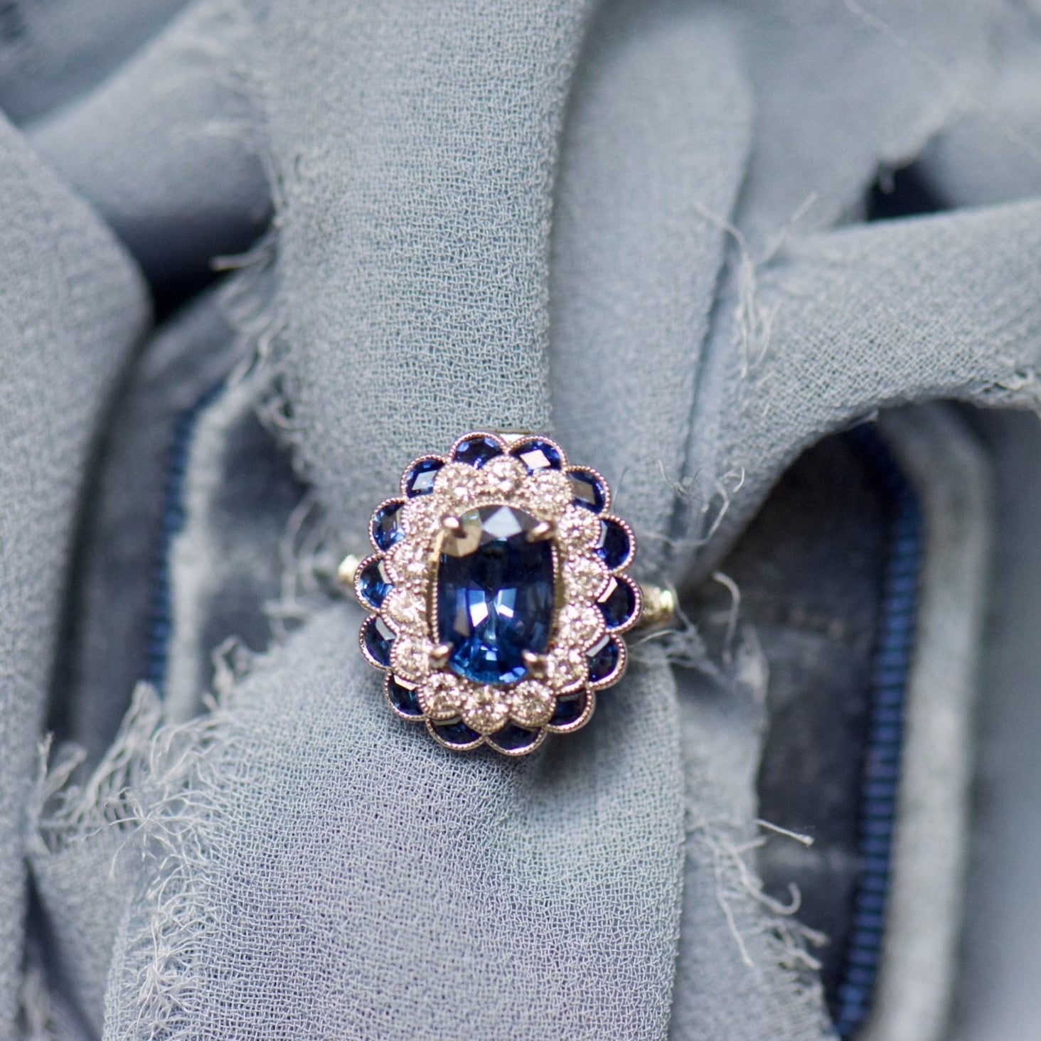 Sapphire and Diamond Necklace and Ring