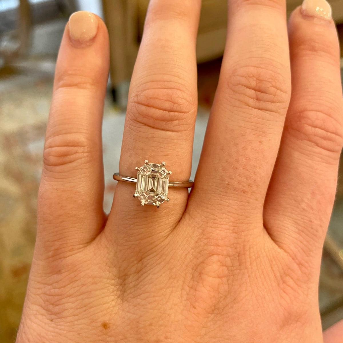 Diamond Step Cut Mosiac Ring
