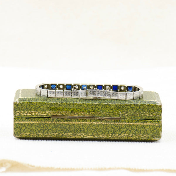 Diamond and French Cut Sapphire Bracelet
