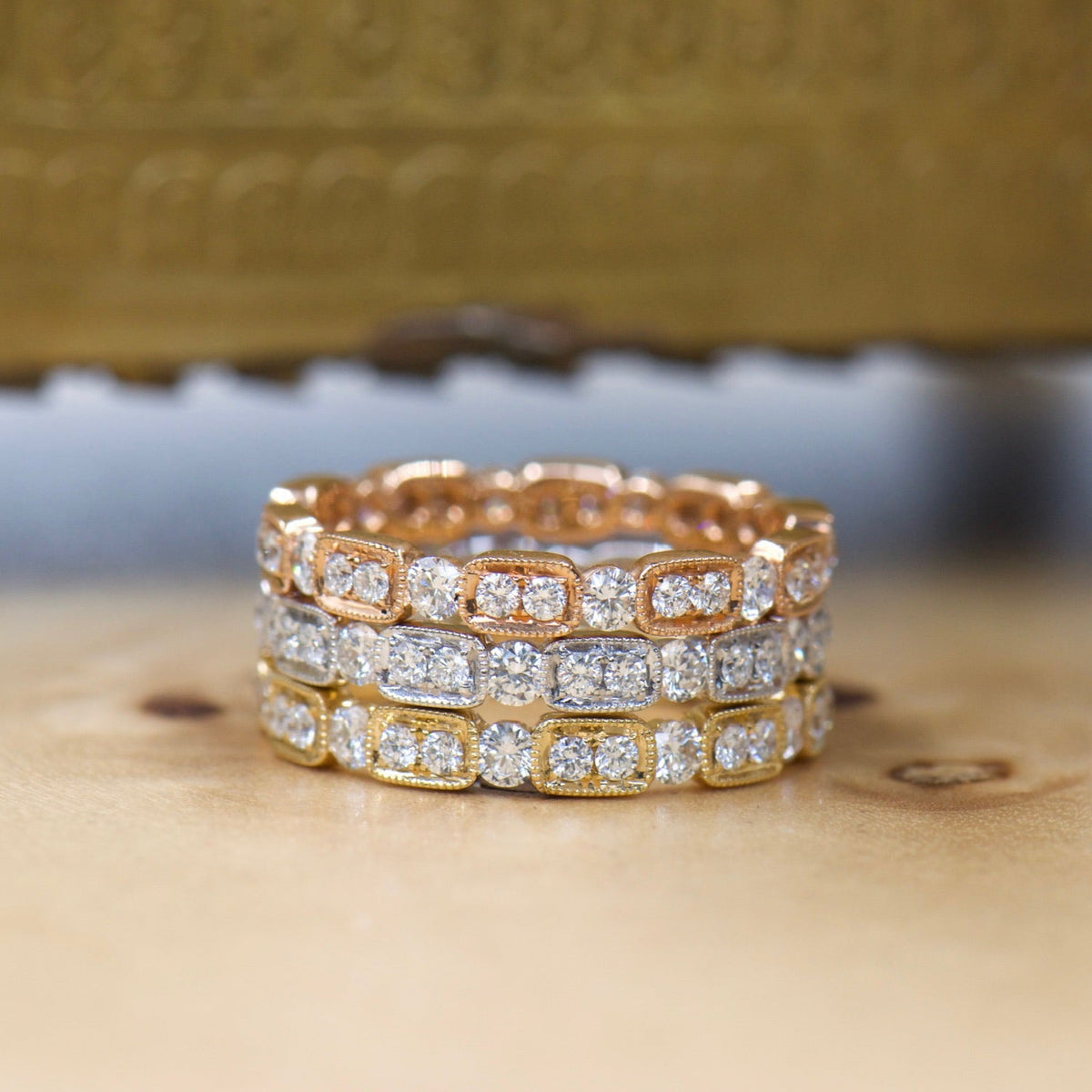 Vintage Inspired Yellow Gold Diamond Band