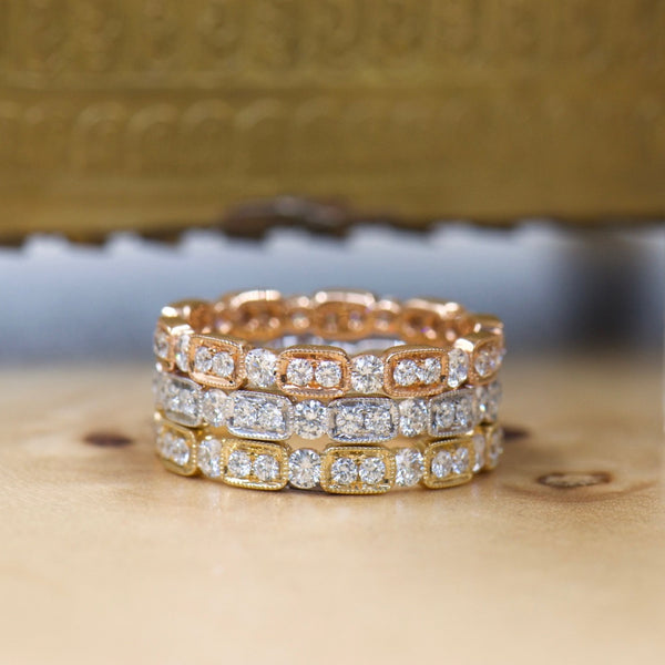 Vintage Inspired White Gold Diamond Band