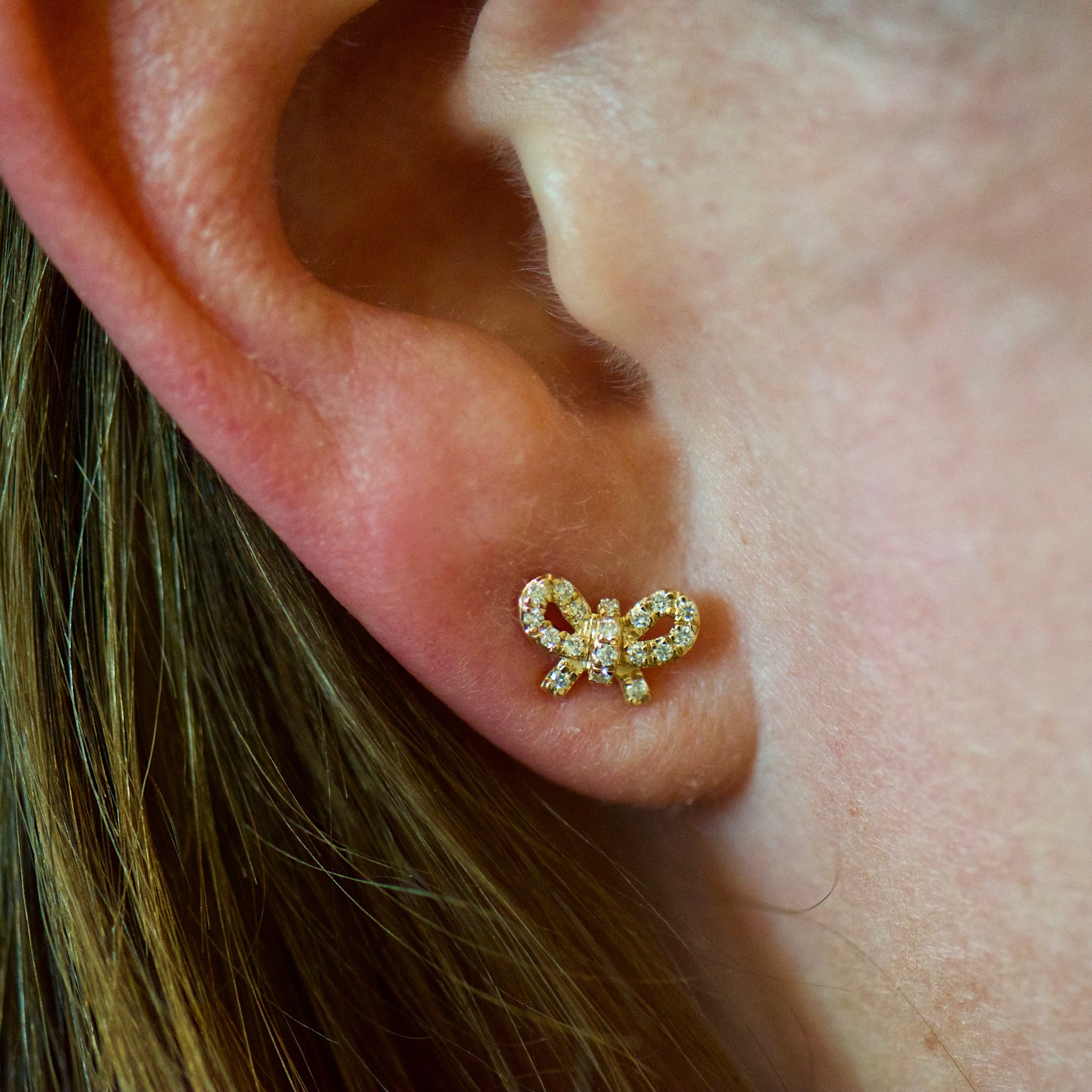 Yellow Gold Diamond Bow Earrings