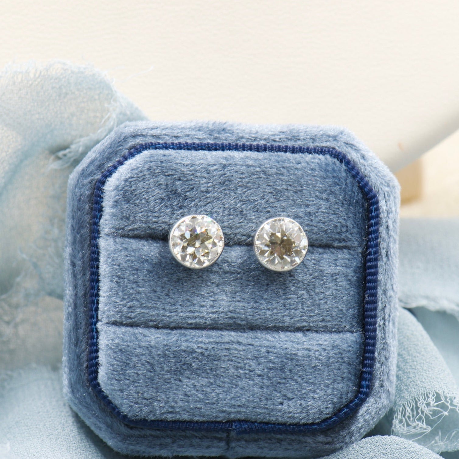 Bezel Set Diamond Earrings