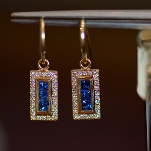 Sapphire and Diamond Charm Earrings