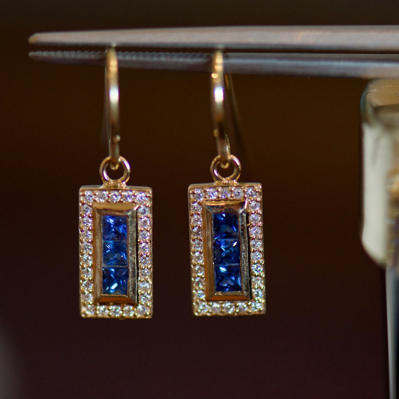 Sapphire and Diamond Charm Earrings