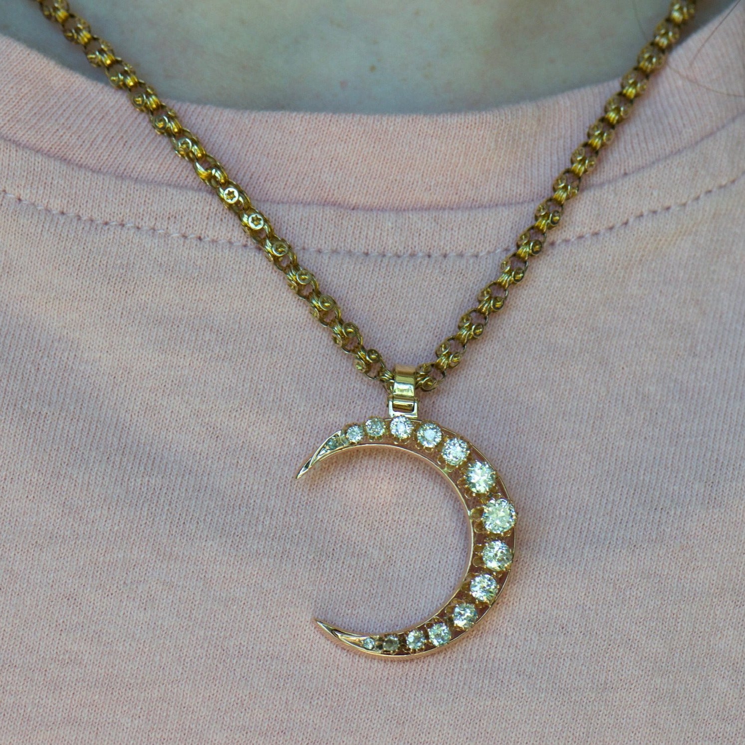 Victorian Diamond Crescent Necklace