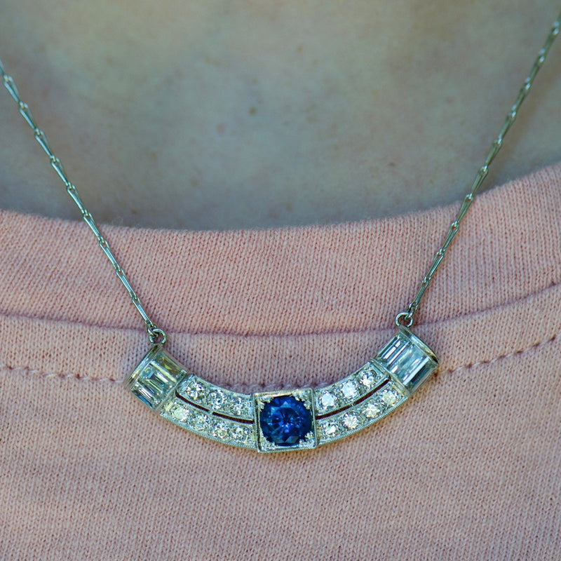 Art Deco Sapphire and Diamond Necklace