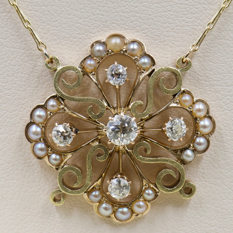 Victorian Diamond and Pearl Necklace