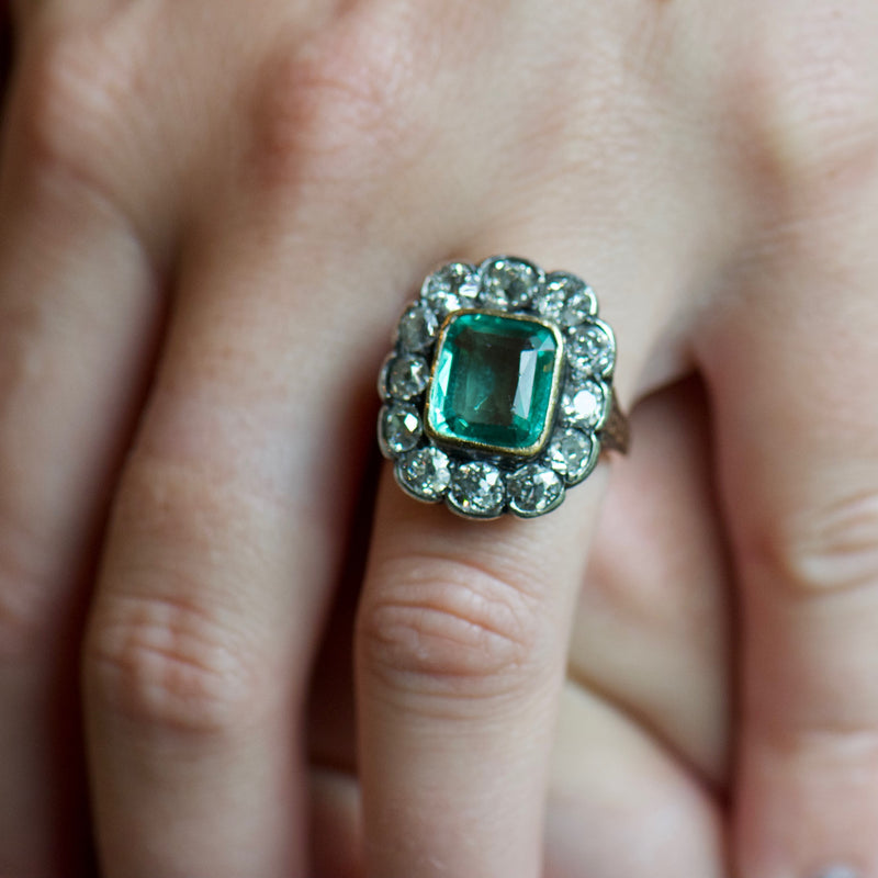 Lady's Emerald and Diamond Dress Ring