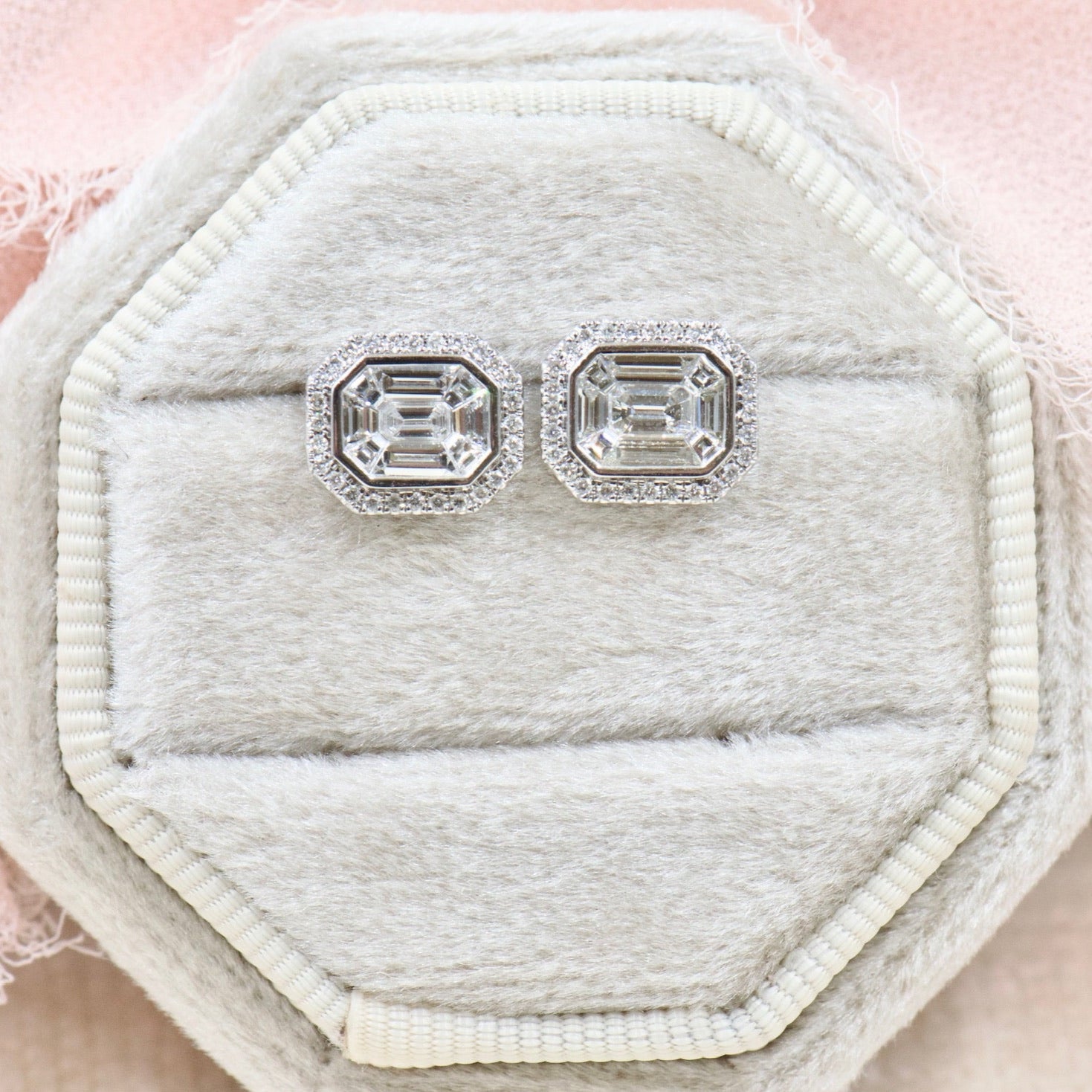 Emerald Mosaic Diamond Halo Studs
