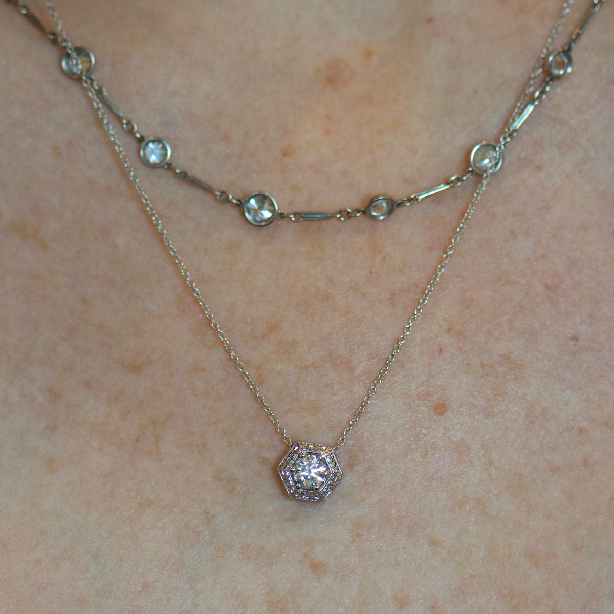 Diamond Hexagon Necklace