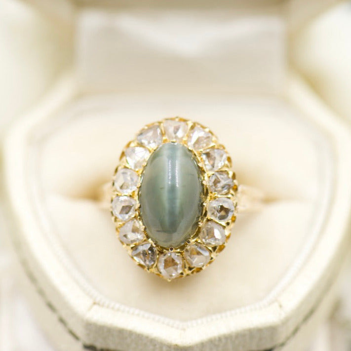 Cats Eye Tourmaline and Diamond Ring