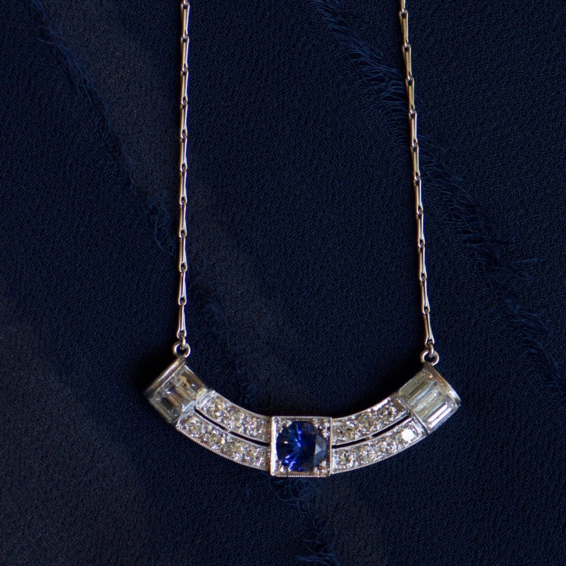 Art Deco Sapphire and Diamond Necklace