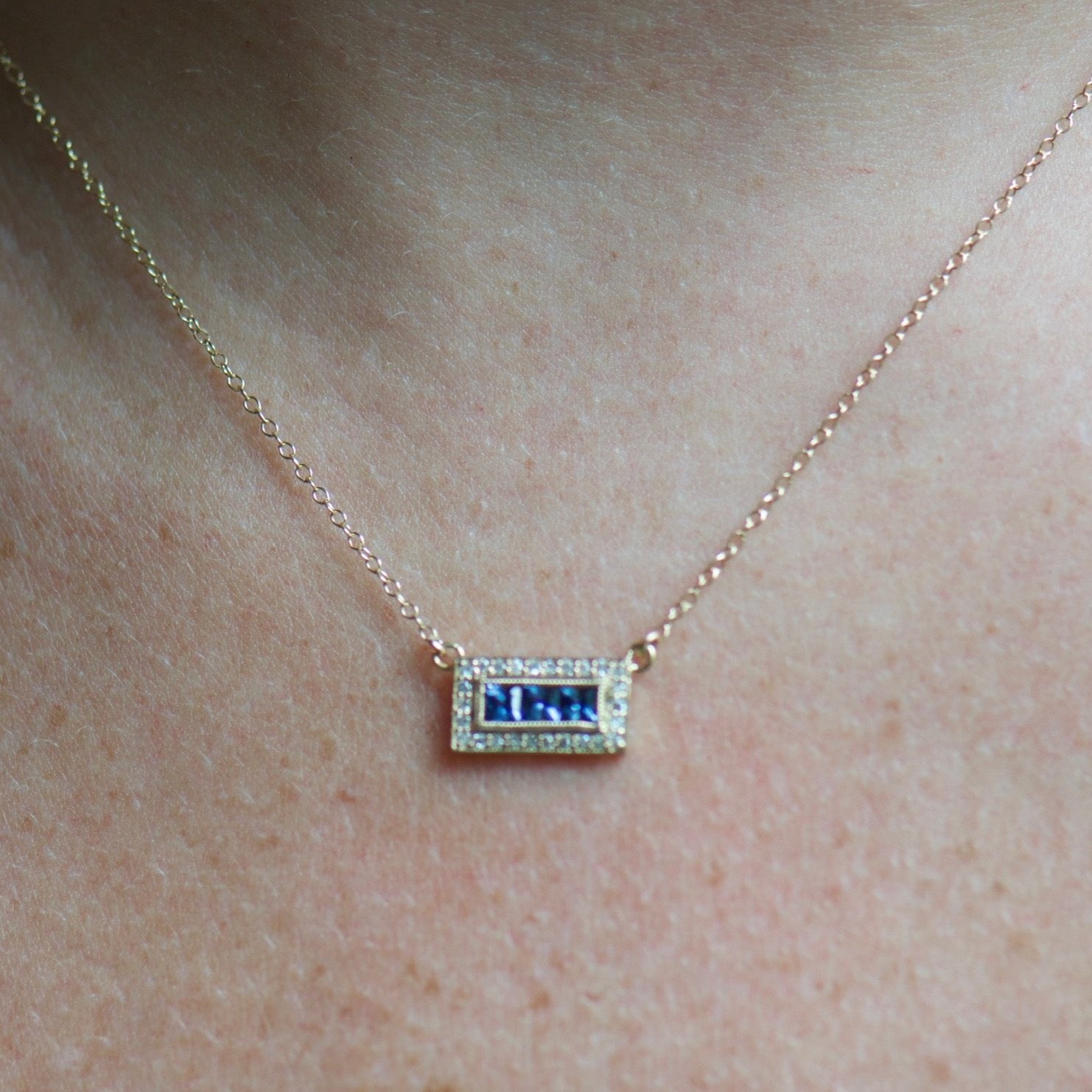 Sapphire and Diamond Charm Necklace