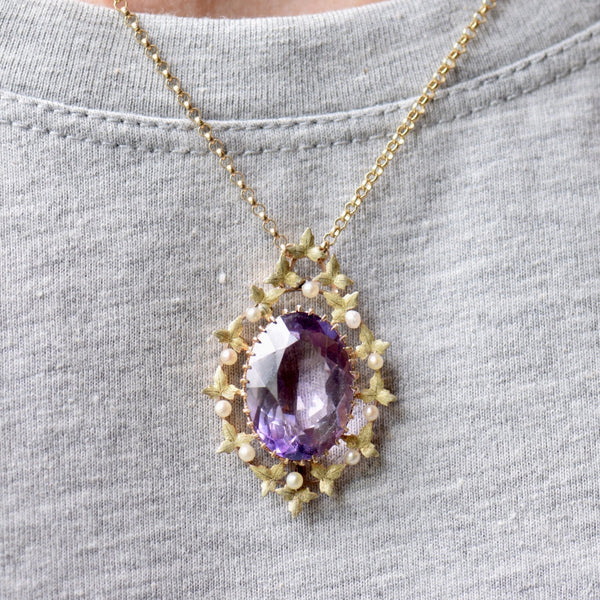 Amethyst and Seed Pearl Necklace