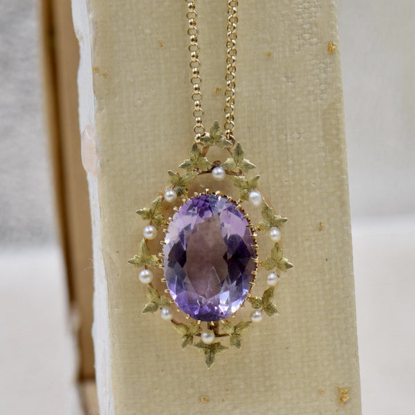Amethyst and Seed Pearl Necklace
