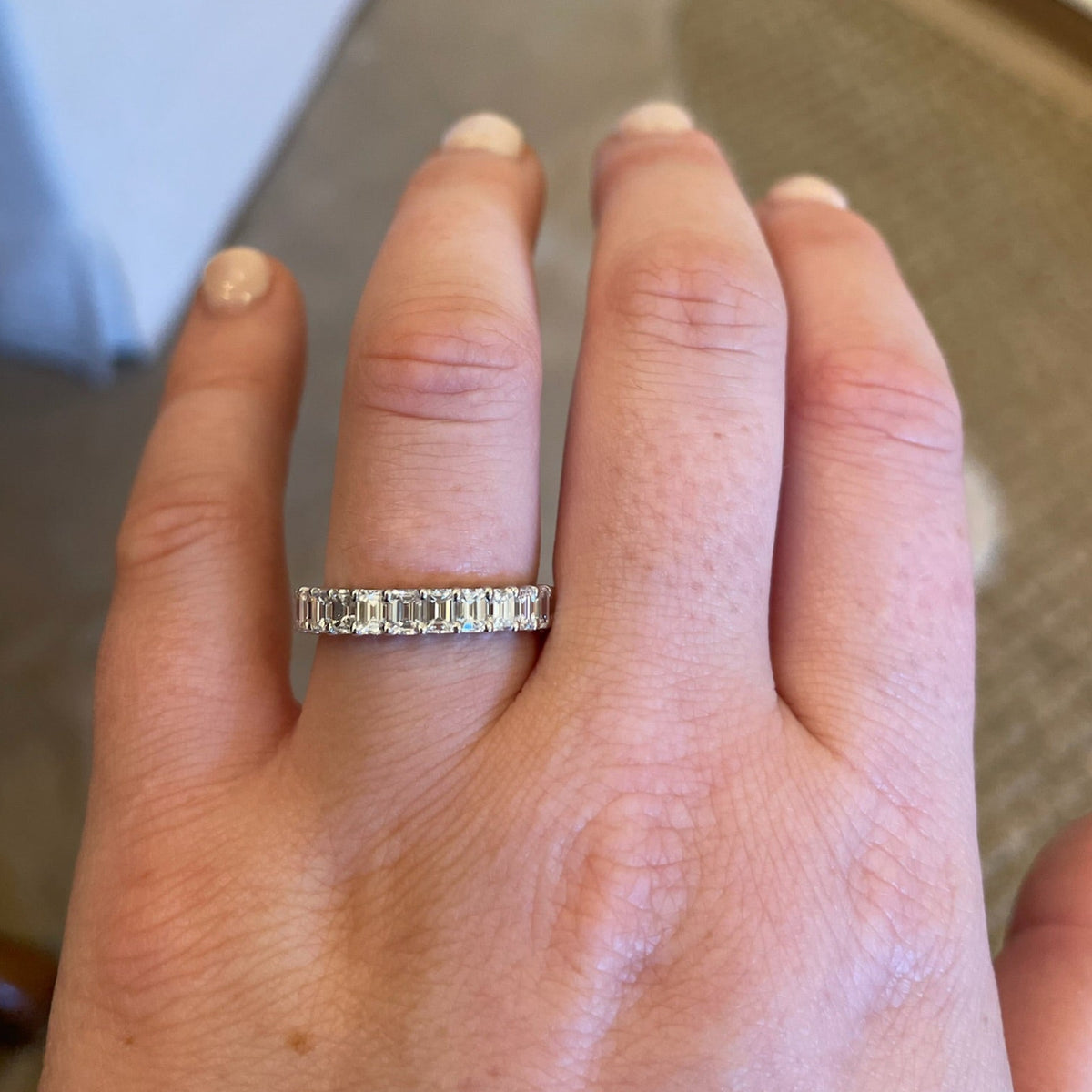 Emerald Cut Half Eternity Band