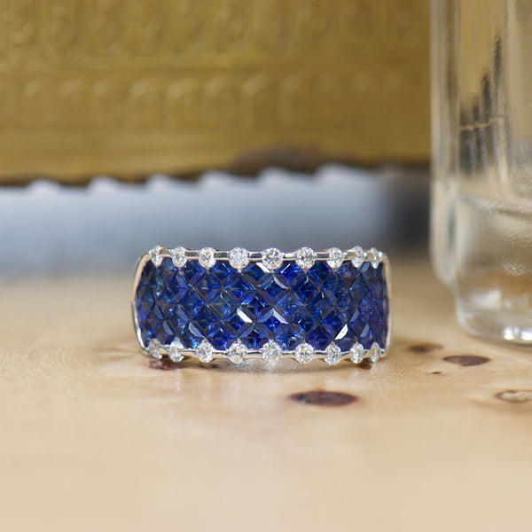 Invisible Set Sapphire and Diamond Band